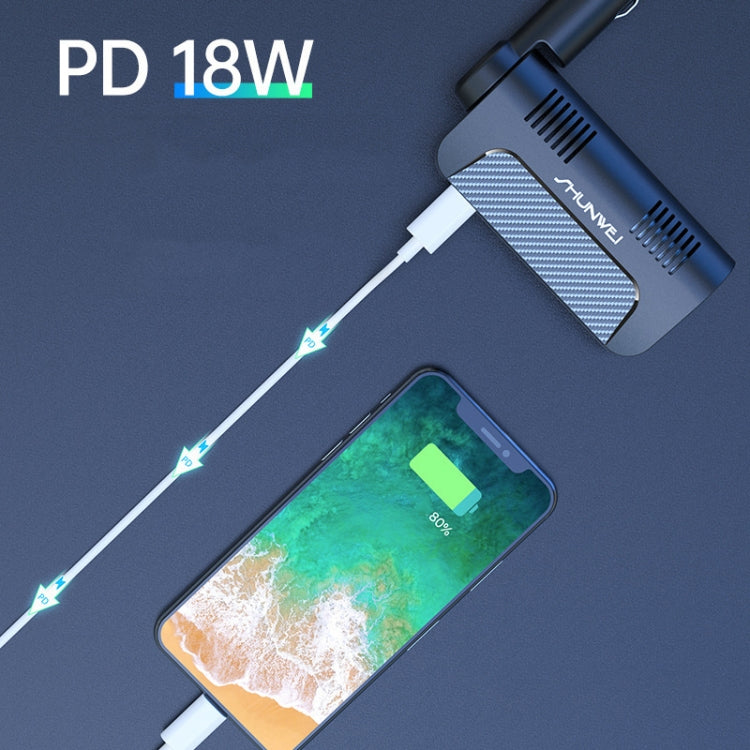 SHUNWEI SD-1920 120W PD18W+5A 3-Port USB Car Multifunctional Rotatable Fast Charger