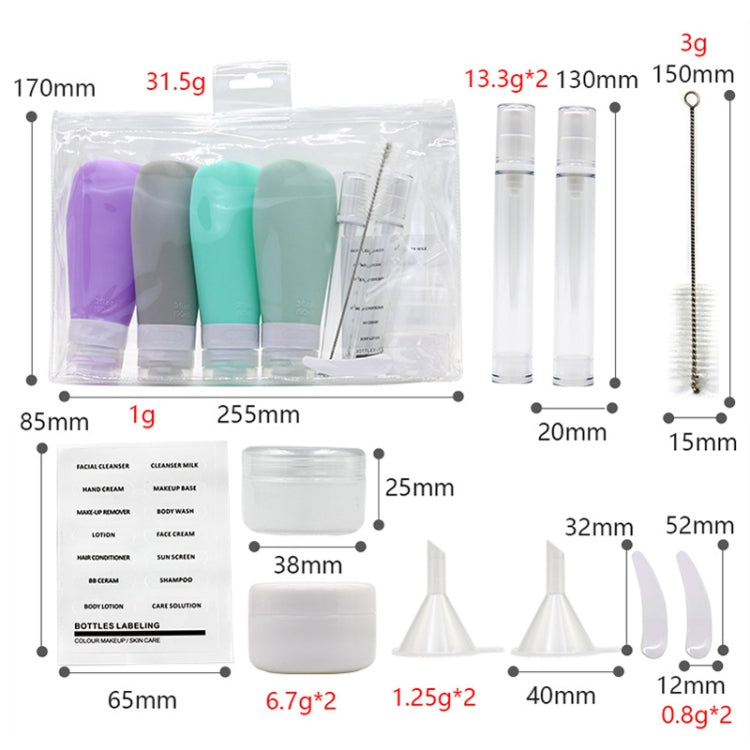 14 In 1 Toiletries Travel Bottles Set Leak Proof Silicone Squeezable Shampoo Dispenser