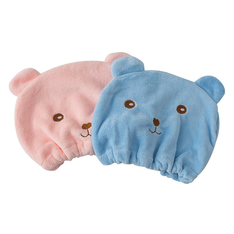 Cartoon Bear Thickened Coral Velvet Hair Drying Cap Strong Water-absorbent Quick-drying Turban