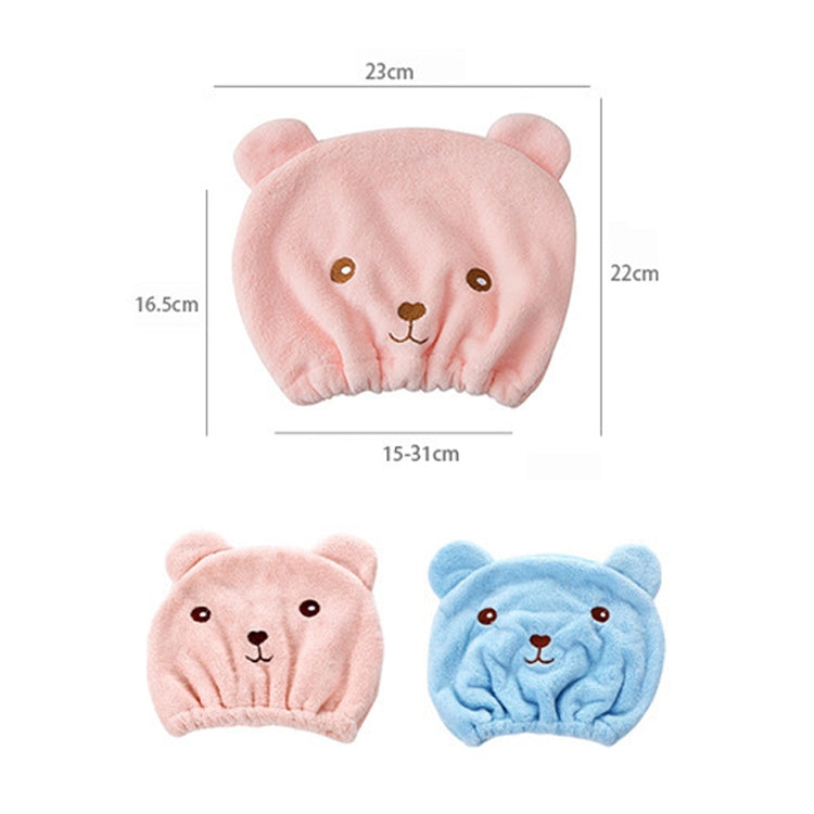 Cartoon Bear Thickened Coral Velvet Hair Drying Cap Strong Water-absorbent Quick-drying Turban