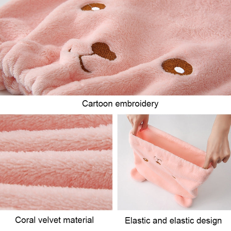 Cartoon Bear Thickened Coral Velvet Hair Drying Cap Strong Water-absorbent Quick-drying Turban