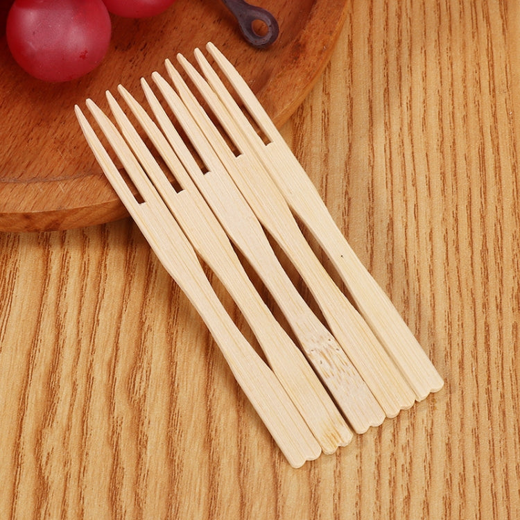 Bamboo Fruit Stick Disposable Two Tines Dessert Fork For Home Use