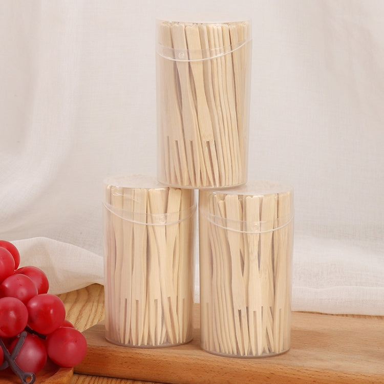 Bamboo Fruit Stick Disposable Two Tines Dessert Fork For Home Use
