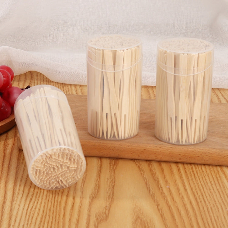 Bamboo Fruit Stick Disposable Two Tines Dessert Fork For Home Use