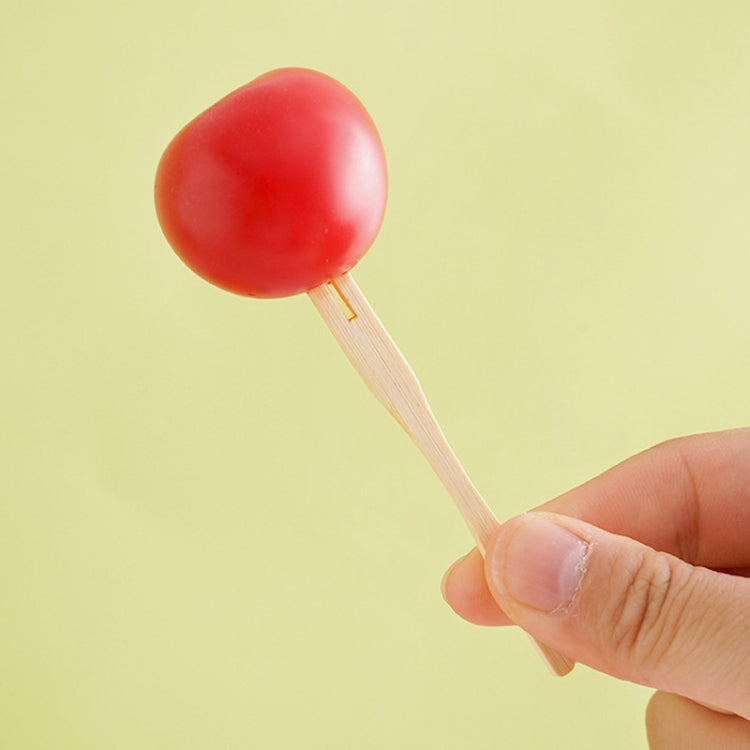 Bamboo Fruit Stick Disposable Two Tines Dessert Fork For Home Use