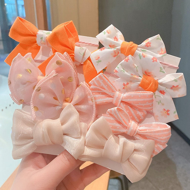 10pcs /Set  Big Bow Flower Elastic Hairbands Children Girls Sweet Hair Ties