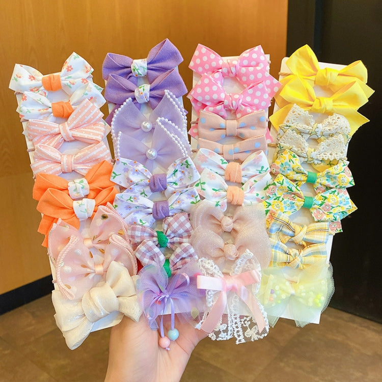 10pcs /Set  Big Bow Flower Elastic Hairbands Children Girls Sweet Hair Ties