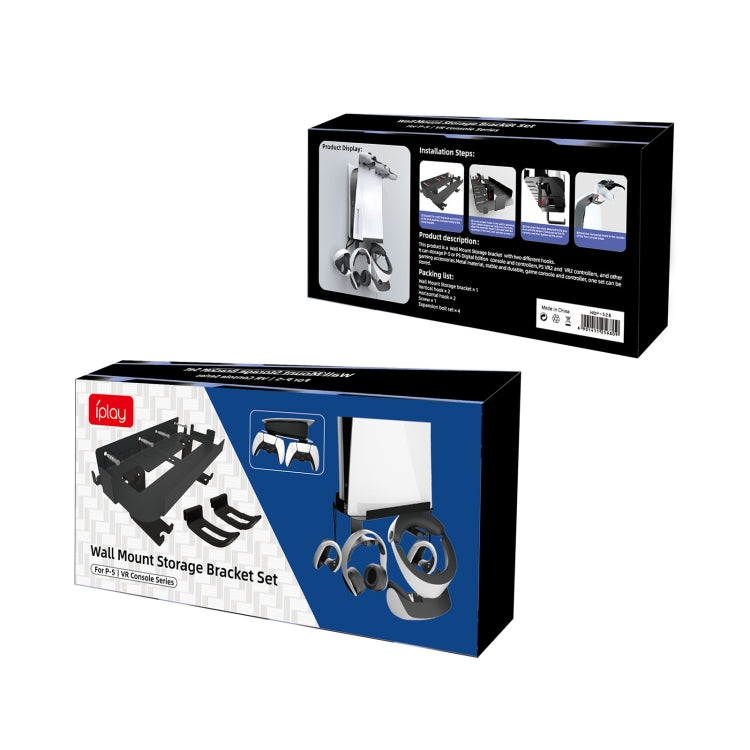 For PS5 Console iplay Wall-mounted Bracket Can Store Controllers/VR Glasses/Headphones