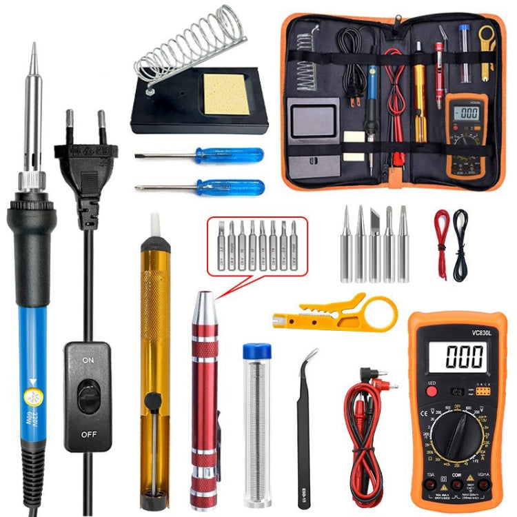 60W Adjustable Temperature Soldering Iron Set with VC830L Digital Multimeter