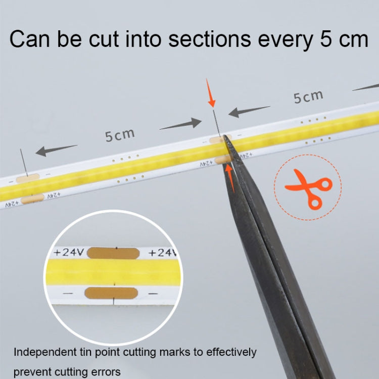 1m 24V 8mm Wide COB Adhesive Decorative LED Light Strip