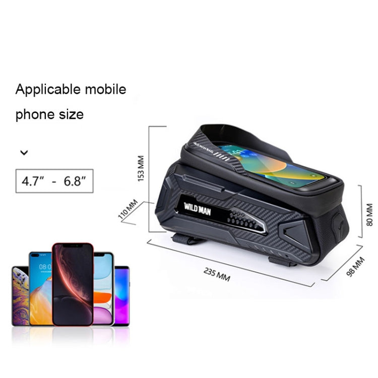 WILD MAN M30 1L Hard Shell Mountain Bike Front Beam Bag TPU Touch Screen Cycling Equipment Bag