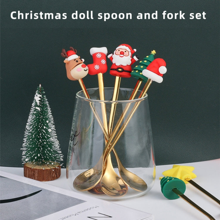 4pcs /Pack Christmas Cartoon Doll Stainless Steel Tableware