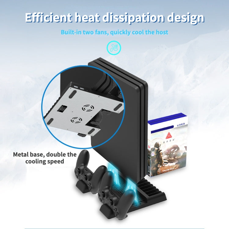 For PS4/PS4 Pro/PS4 Slim Host iplay Dual-seat Charging Multi-function Cooling Base Storage Bracket