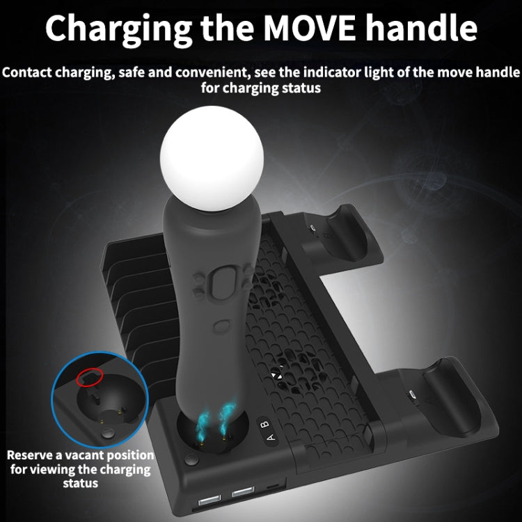 For PS4/PS4 Pro/PS4 Slim Host iplay Dual-seat Charging Multi-function Cooling Base Storage Bracket