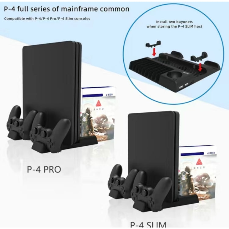 For PS4/PS4 Pro/PS4 Slim Host iplay Dual-seat Charging Multi-function Cooling Base Storage Bracket