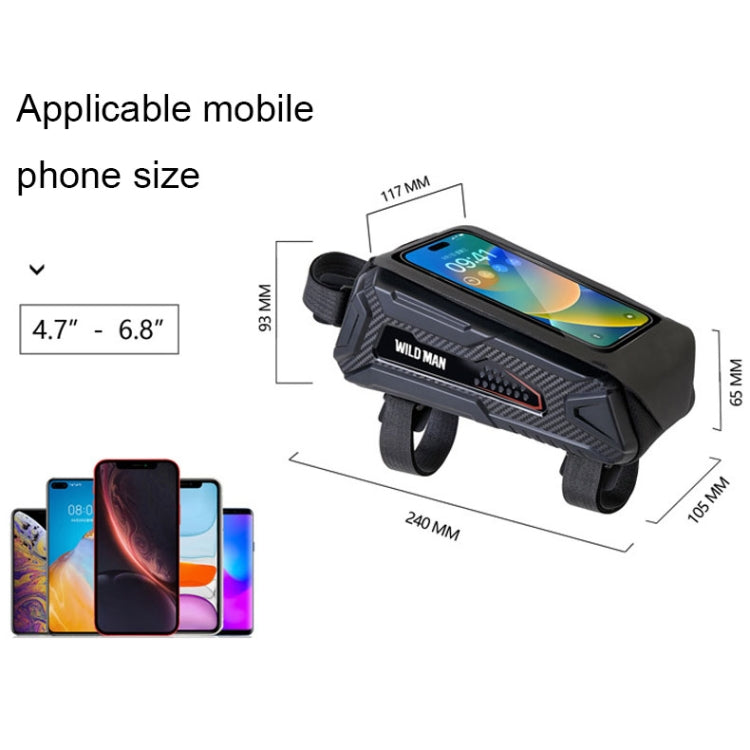 WILD MAN M90 EVA Hard Shell Mountain Bike Mobile Phone Touch Screen Waterproof Front Beam Bag