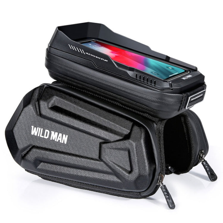 WILD MAN XT6 1.2L Mountain Bike EVA Hard Shell Waterproof Phone Touch Screen Top Tube Bag