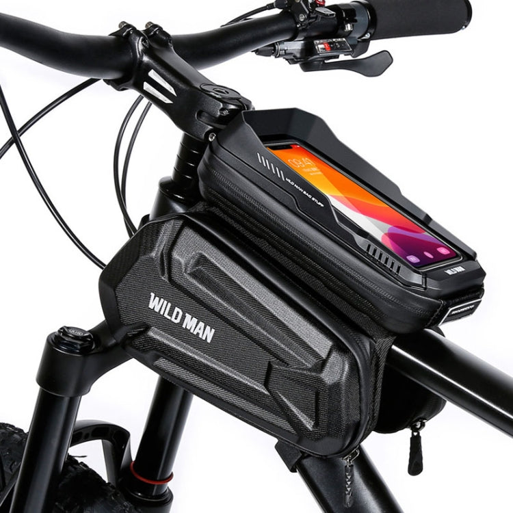 WILD MAN XT6 1.2L Mountain Bike EVA Hard Shell Waterproof Phone Touch Screen Top Tube Bag