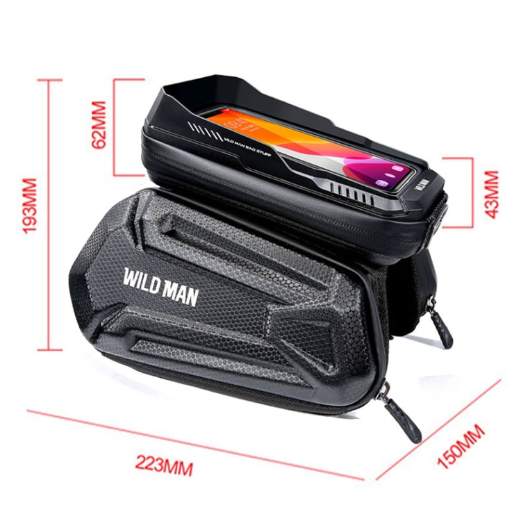 WILD MAN XT6 1.2L Mountain Bike EVA Hard Shell Waterproof Phone Touch Screen Top Tube Bag