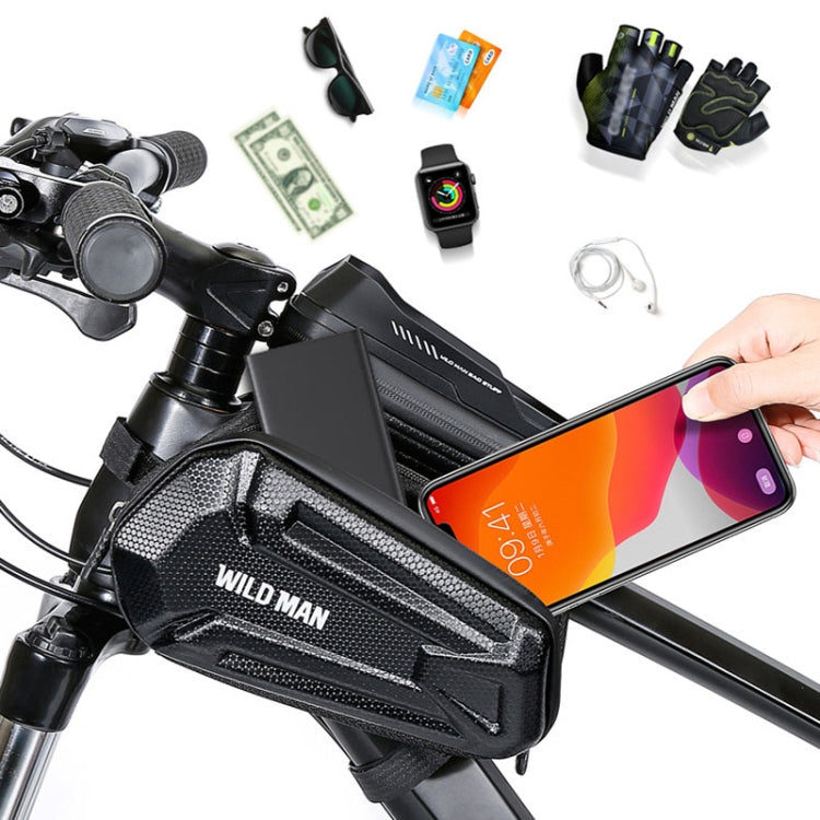 WILD MAN XT6 1.2L Mountain Bike EVA Hard Shell Waterproof Phone Touch Screen Top Tube Bag