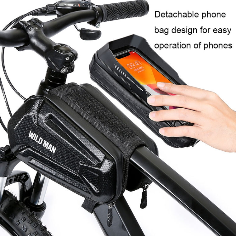 WILD MAN XT6 1.2L Mountain Bike EVA Hard Shell Waterproof Phone Touch Screen Top Tube Bag
