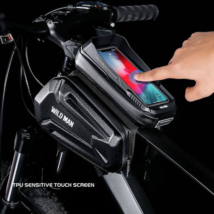WILD MAN XT6 1.2L Mountain Bike EVA Hard Shell Waterproof Phone Touch Screen Top Tube Bag