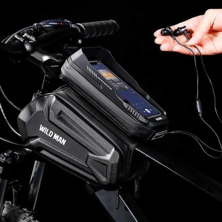 WILD MAN XT6 1.2L Mountain Bike EVA Hard Shell Waterproof Phone Touch Screen Top Tube Bag