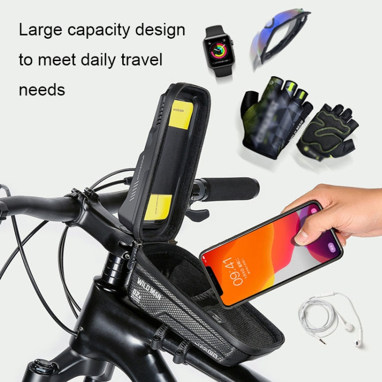 WILD MAN XT2S 1L EVA Hard Shell Mountain Bike Front Beam Bag Cycling Waterproof Phone Bag
