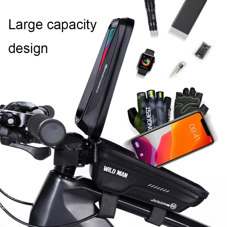 WILD MAN MS66 1.2L EVA Hard Shell Bicycle Front Beam Bag Cycling Touch Screen Phone Bag