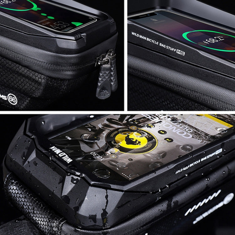 WILD MAN MS66 1.2L EVA Hard Shell Bicycle Front Beam Bag Cycling Touch Screen Phone Bag
