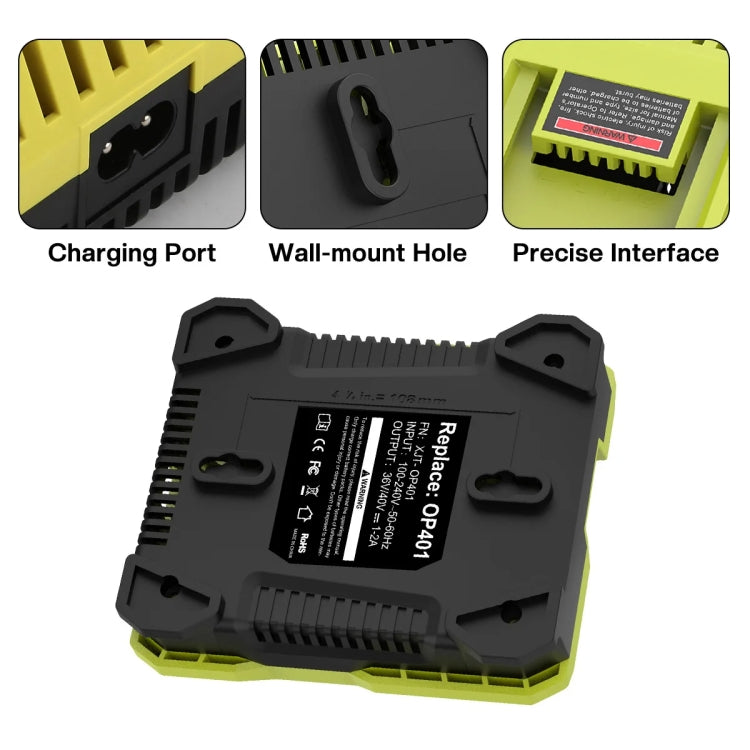 36-40V Tool Cutting Machine Battery Charger, For RYOBI PO401 / PO403 / PO400