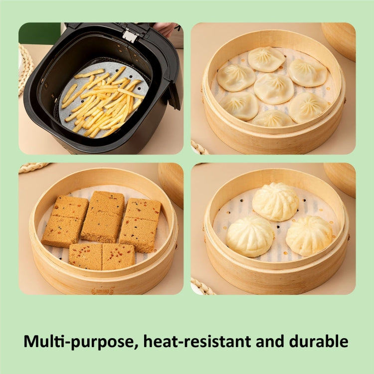100pcs /Pack Steamer Paper Non-Stick Disposable Grease-Proof Paper Round Air Fryer Pad