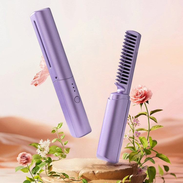 2 In 1 Portable USB Rechargeable Hair Curler Dual Usage Hair Straightening Comb