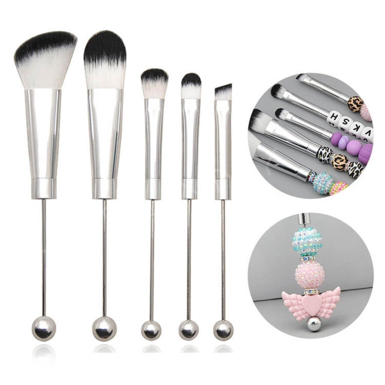 5-in-1  Metal Handle DIY Beaded Makeup Brush Set Blush Loose Powder Slanted Eye Shadow Brush
