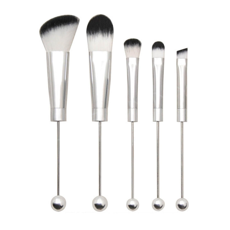 5-in-1  Metal Handle DIY Beaded Makeup Brush Set Blush Loose Powder Slanted Eye Shadow Brush