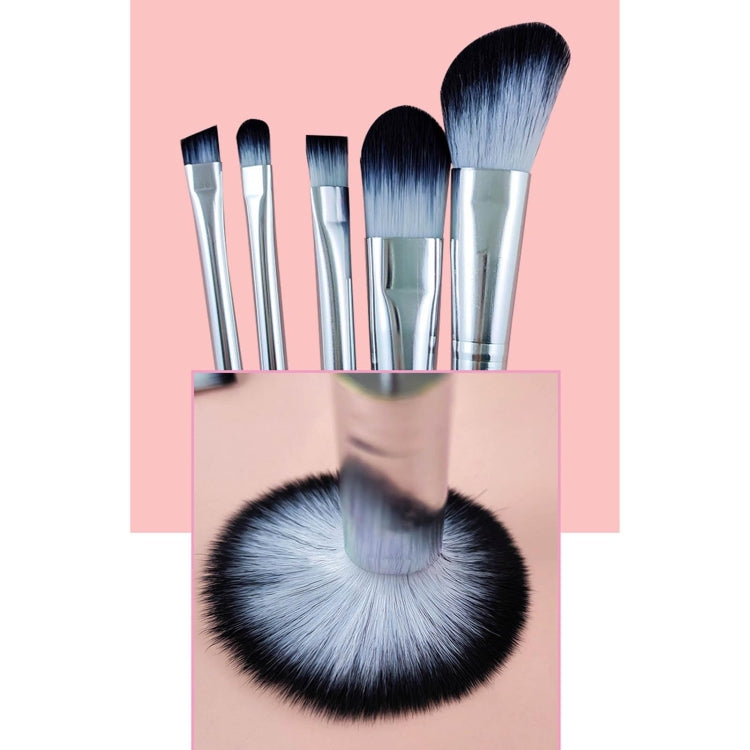 5-in-1  Metal Handle DIY Beaded Makeup Brush Set Blush Loose Powder Slanted Eye Shadow Brush