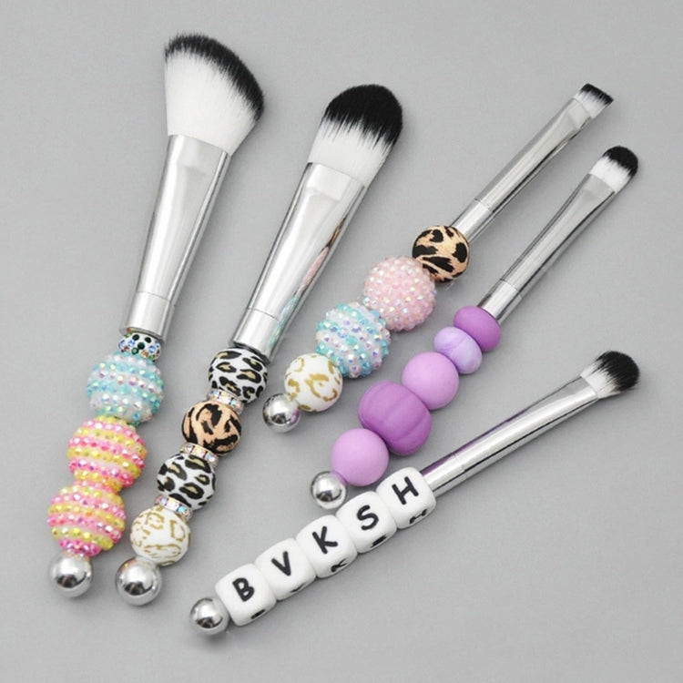 5-in-1  Metal Handle DIY Beaded Makeup Brush Set Blush Loose Powder Slanted Eye Shadow Brush
