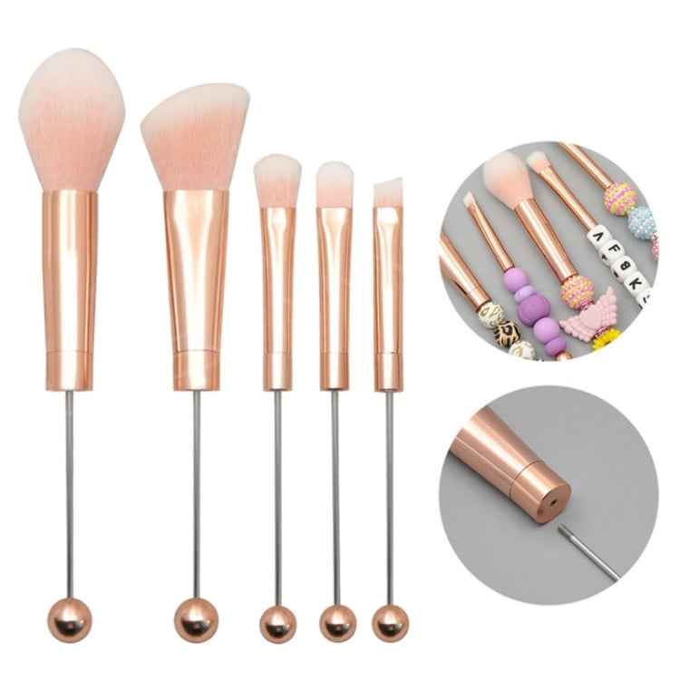 5-in-1  Metal Handle DIY Beaded Makeup Brush Set Blush Loose Powder Slanted Eye Shadow Brush