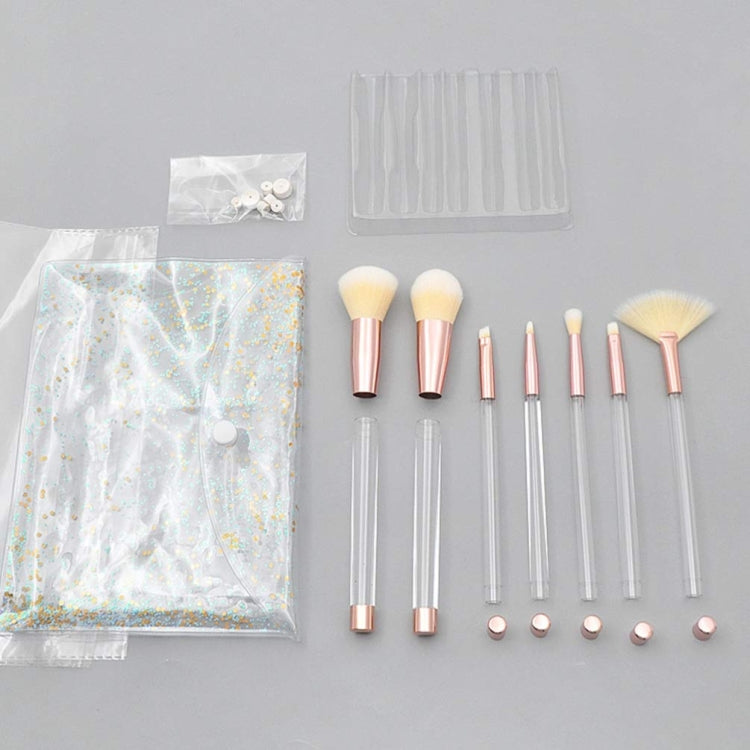 7-In-1  Crystal Makeup Brush Set With Empty Handle Cosmetics Sand Brushes