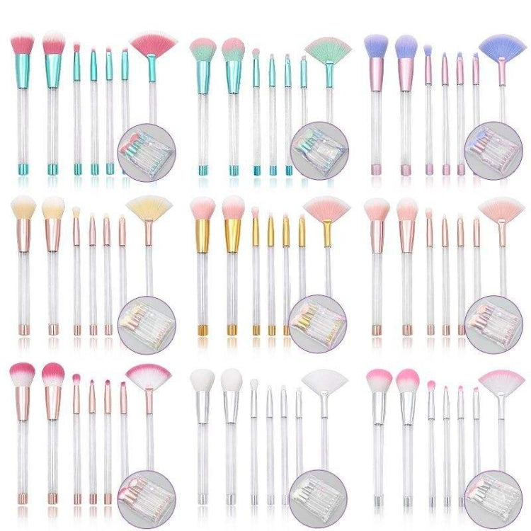 7-In-1  Crystal Makeup Brush Set With Empty Handle Cosmetics Sand Brushes
