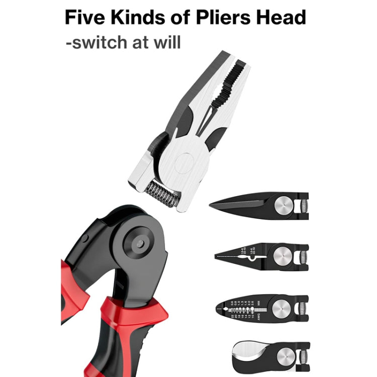 5 In 1  Combination Interchangeable Head Pliers Kit General Repair Screwdriver Pliers