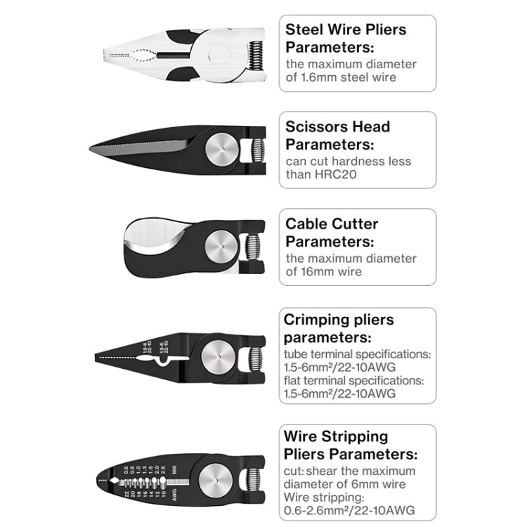 5 In 1  Combination Interchangeable Head Pliers Kit General Repair Screwdriver Pliers