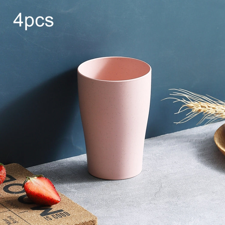 4pcs Wheat Straw Cup Household Plastic Anti-Fall Couple Portable Travel Brushing Cup