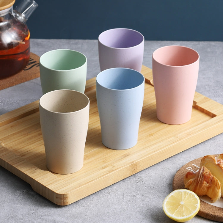 4pcs Wheat Straw Cup Household Plastic Anti-Fall Couple Portable Travel Brushing Cup