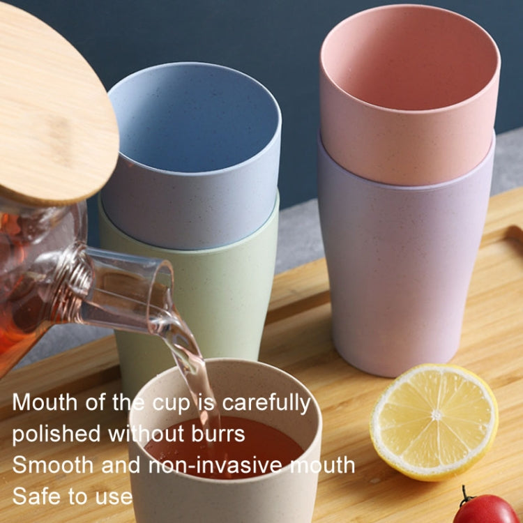 4pcs Wheat Straw Cup Household Plastic Anti-Fall Couple Portable Travel Brushing Cup