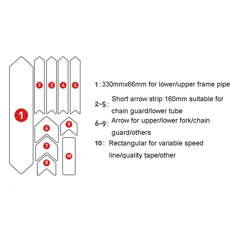 ENLEE 10pcs /Set Mountain Bike Frame Anti-Scratch Sticker Waterproof Protective Film For Cycling Equipment