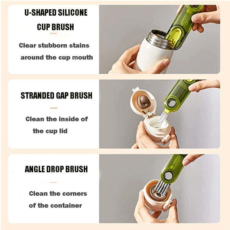 3 In 1 U shaped Cup Lid Cleaning Brush Water Bottle Cover Groove Cleaner