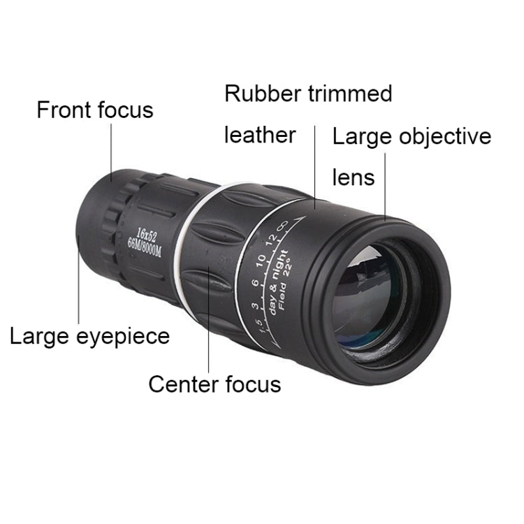 16x52 High Definition Outdoor Bird Viewing Monocular Telescope