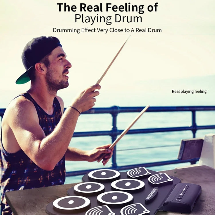 W562 Thickened 7 Drum Set Silicone Hand Rolled Drums Jazz Drums Percussion Instruments Electronic Drums