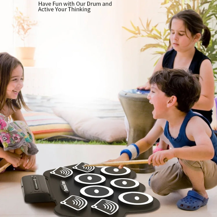 W562 Thickened 7 Drum Set Silicone Hand Rolled Drums Jazz Drums Percussion Instruments Electronic Drums